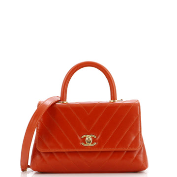 Chanel Coco Top Handle Bag Chevron Calfskin Mini