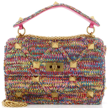 Valentino Garavani Roman Stud Flap Bag Quilted Knit Large