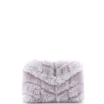 Saint Laurent LouLou Puffer Clutch Matelasse Chevron Shearling Small