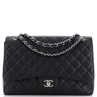 Chanel Classic Single Flap Bag Quilted Caviar Maxi