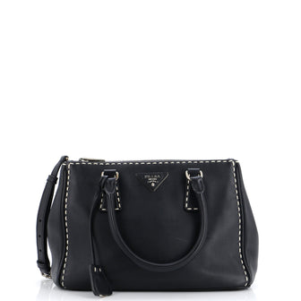 Prada Galleria Double Zip Tote Stitched City Calf Small