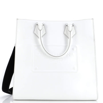 Dolce & Gabbana Logo Convertible Open Tote Embossed Leather Large