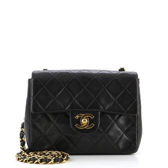 Chanel Vintage Square Classic Single Flap Bag Quilted Lambskin Mini