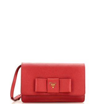 Prada Bow Wallet on Strap Saffiano Leather Small