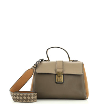 Bottega Veneta Piazza Top Handle Bag Leather with Intrecciato Detail Small