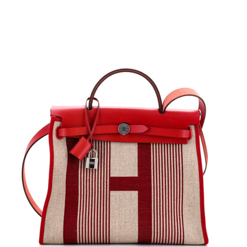 Hermes Herbag Zip H Vibration Toile and Leather 31