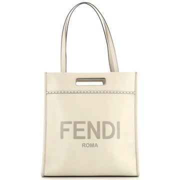 Fendi North South Logo Cutout Handle Shopper Tote Leather