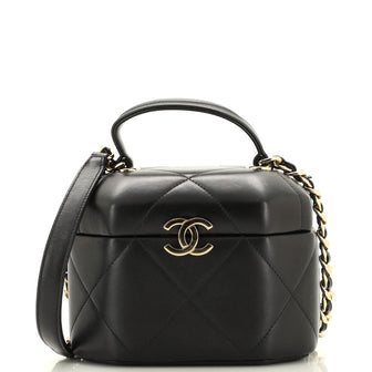 Chanel Octagon Top Handle Vanity Case Quilted Lambskin Small