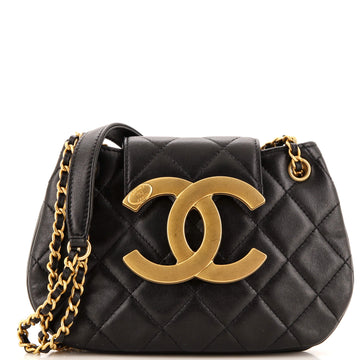 Chanel Giant CC Chain Compartment Messenger Bag Quilted Lambskin Small