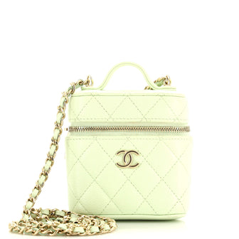 Chanel Handle with Care Vanity Case with Chain Quilted Caviar