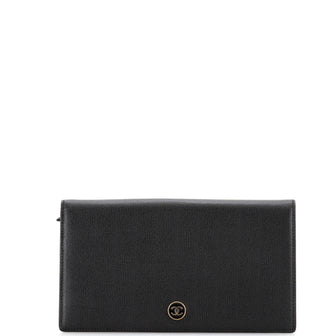 Chanel CC Button Bi-Fold Wallet Leather Long