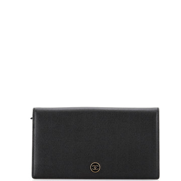 Chanel CC Button Bi-Fold Wallet Leather Long