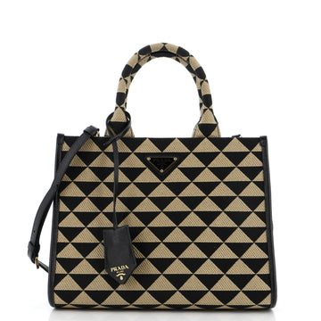 Prada Symbole Shopper Tote Jacquard Small