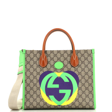 Gucci Interlocking G Patch Tote Printed GG Coated Canvas Small