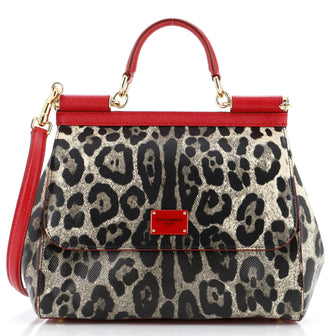 Dolce & Gabbana Miss Sicily Bag Leopard Print Leather Medium
