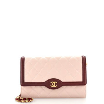 Chanel Two Tone Wallet on Short Chain Quilted Lambskin