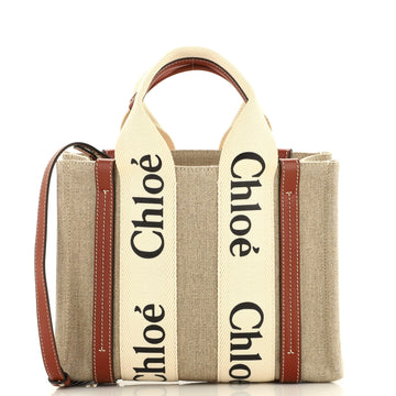 Chloe Woody Convertible Tote Canvas with Leather Small
