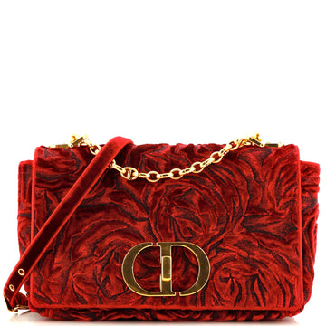 Christian Dior Caro Bag Rose Embroidered Velvet Medium