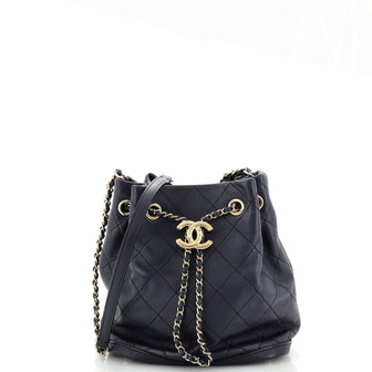 Chanel CC Drawstring Bucket Bag Quilted Lambskin Small