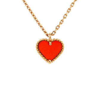 Van Cleef & Arpels Sweet Alhambra Heart Pendant Necklace 18K Rose Gold and Carnelian