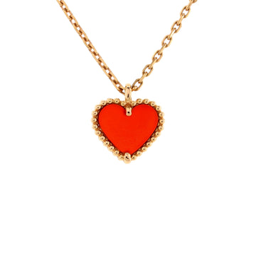 Van Cleef & Arpels Sweet Alhambra Heart Pendant Necklace 18K Rose Gold and Carnelian