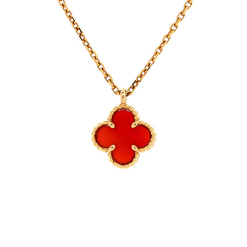 Van Cleef & Arpels Sweet Alhambra Pendant Necklace 18K Rose Gold and Carnelian