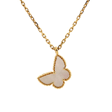 Van Cleef & Arpels Sweet Alhambra Butterfly Pendant Necklace 18K Yellow Gold and Mother of Pearl