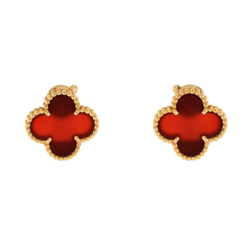 Van Cleef & Arpels Vintage Alhambra Earrings 18K Yellow Gold and Carnelian