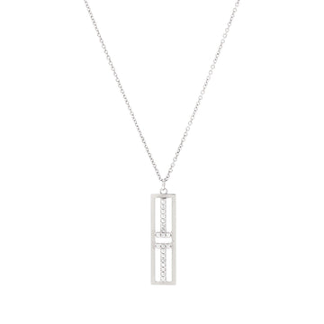 Tiffany & Co. T Open Vertical Diamond Bar Pendant Necklace 18K White Gold