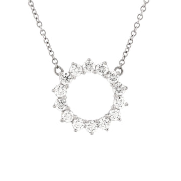 Tiffany & Co. Open Circle Pendant Necklace Platinum with Diamonds Mini