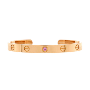 Cartier Love Cuff Bracelet 18K Rose Gold with Pink Sapphire