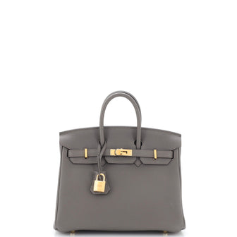 Hermes Birkin Handbag Grey Togo with Gold Hardware 25