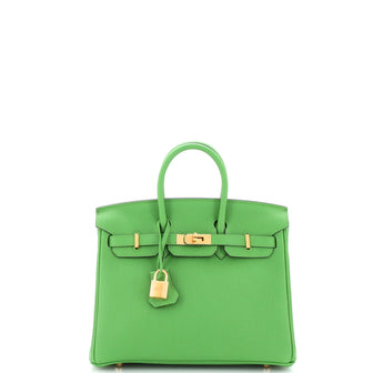 Hermes Birkin Handbag Green Togo with Gold Hardware 25