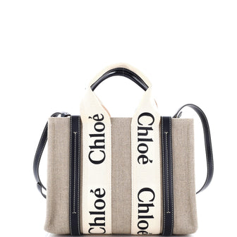 Chloe Woody Tote Canvas with Leather Small