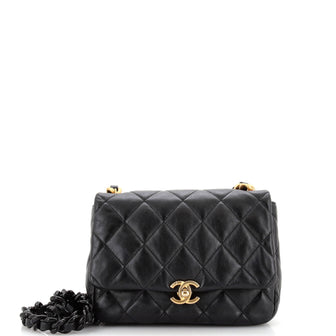 Chanel Lacquered Metal CC Flap Bag Quilted Lambskin Small