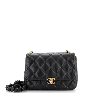 Chanel Lacquered Metal CC Flap Bag Quilted Lambskin Small