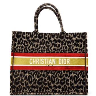 Christian Dior Book Tote Mizza Embroidered Canvas and Velvet Large