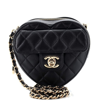 Chanel CC in Love Heart Clutch with Chain Quilted Lambskin