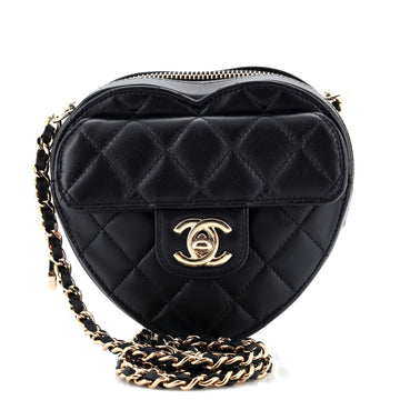 Chanel CC in Love Heart Clutch with Chain Quilted Lambskin