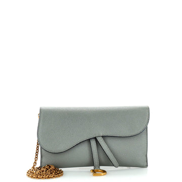 Christian Dior Saddle Chain Wallet Leather