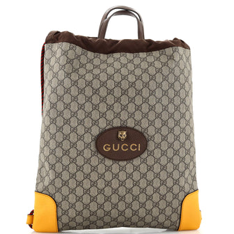 Gucci Neo Vintage Drawstring Backpack GG Coated Canvas Large