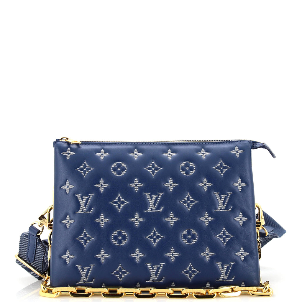 Louis Vuitton Coussin Bag Denim Printed Monogram Embossed Lambskin