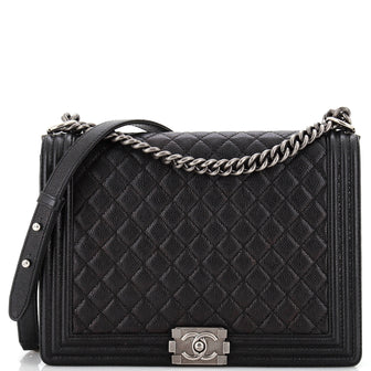 Chanel Boy Flap Bag Quilted Caviar Large