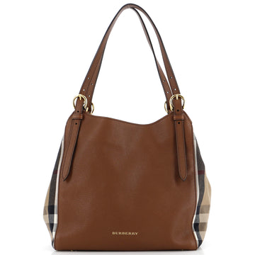 Burberry Canterbury Tote Leather and House Check Canvas Small