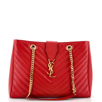 Saint Laurent Classic Monogram Shopper Matelasse Chevron Leather Large
