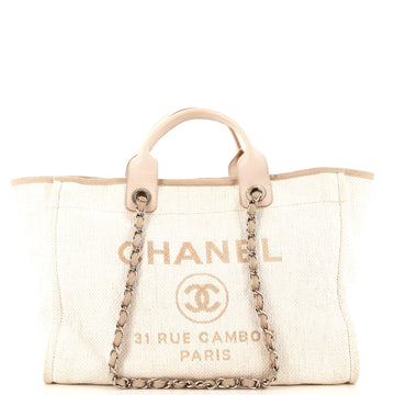Chanel Deauville Tote Striped Mixed Fibers Medium