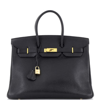 Hermes Birkin Handbag Black Togo with Gold Hardware 35