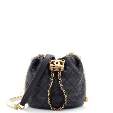 Chanel About Pearls Bucket Bag Quilted Calfskin Mini