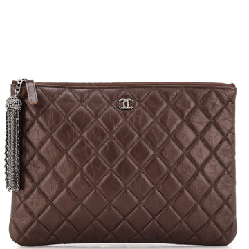 Chanel CC Tassel O Case Clutch Quilted Aged Calfskin Medium