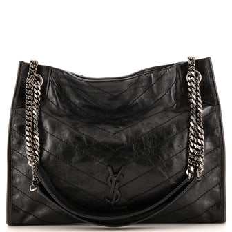 Saint Laurent Niki Shopping Tote Matelasse Chevron Leather Medium